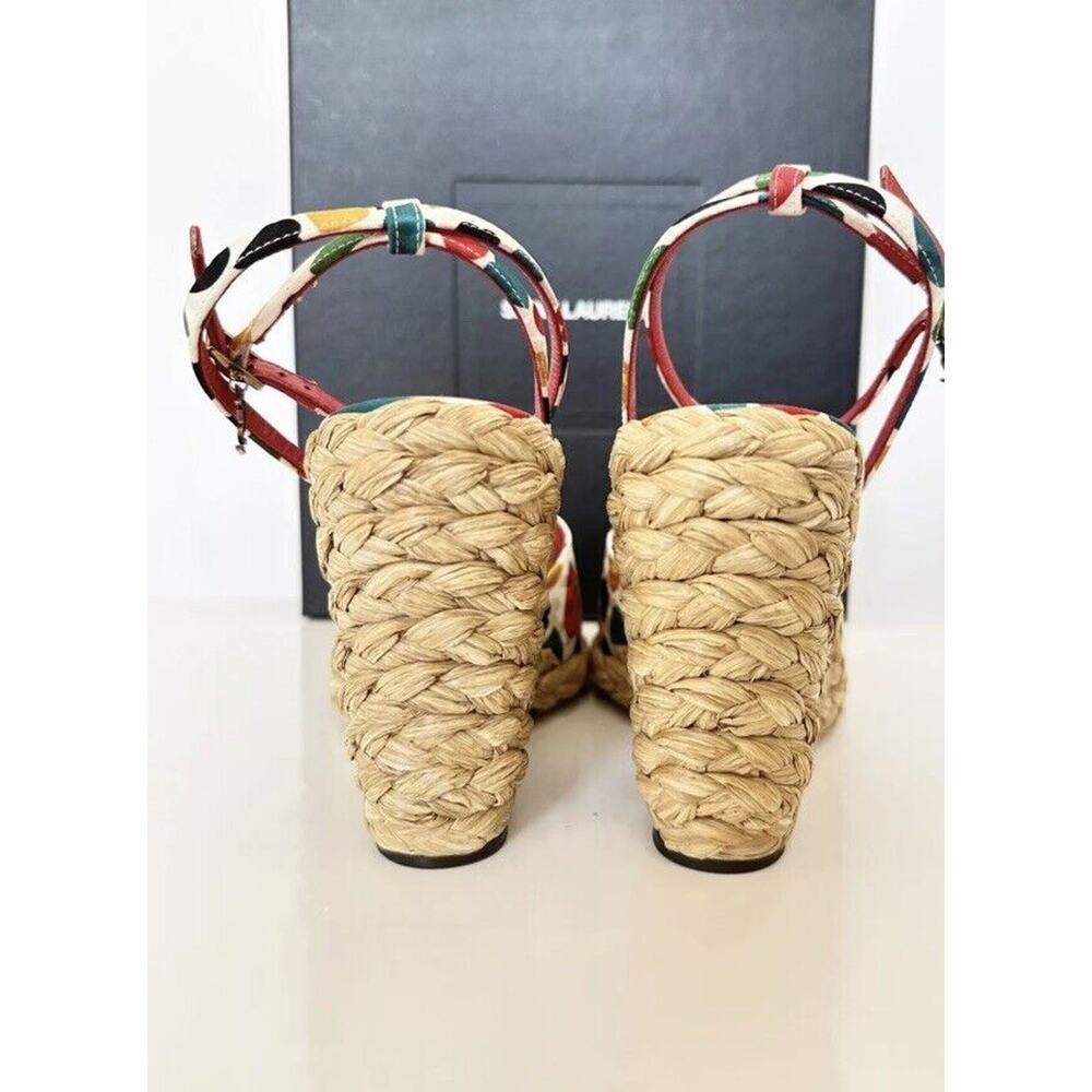 SAINT LAURENT Paloma Heart-Print Wedge Espadrilles Size 38.5 - Picture 9 of 12